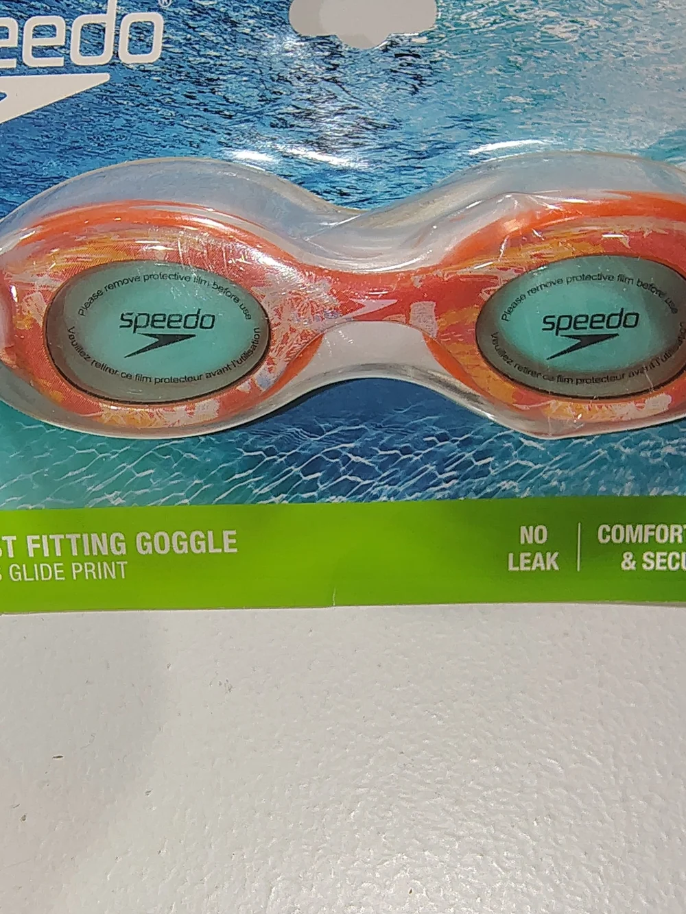 Speedo Kids Glide Print Swim Goggles Amber Wave Bright,Ages 3-6 Best Fit New NWT